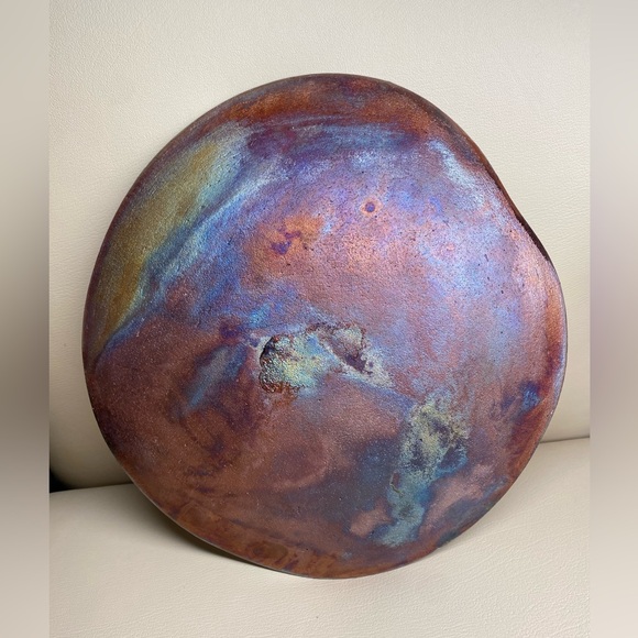 Crab Raku Art Pottery Glazed Decorative Plate Bowl 10 3/4” - Picture 3 of 9